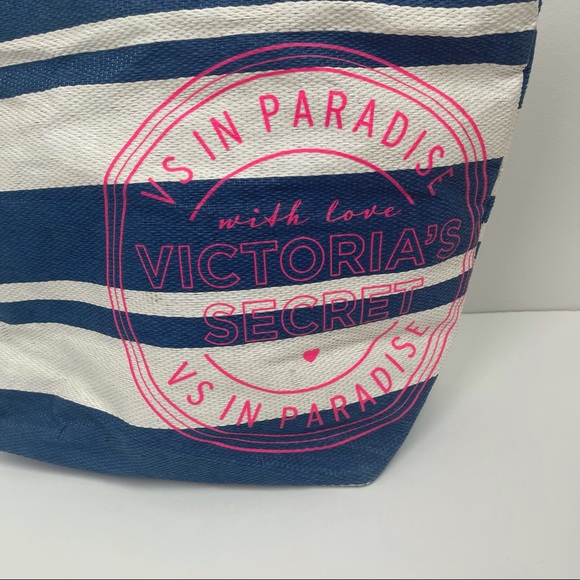 Victoria’s Secret VS in Paradise Blue Striped Tote Beach Bag - Picture 4 of 13